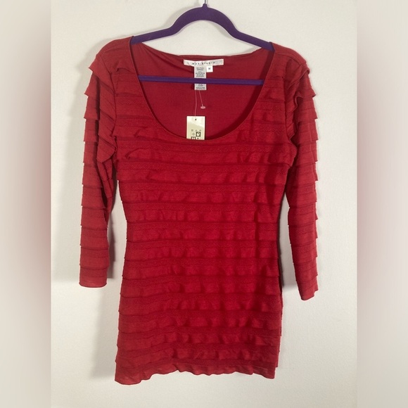 Max Studio Tunic Top Ruffle Tiered Medium Cocktail Holiday NWT - Picture 1 of 7